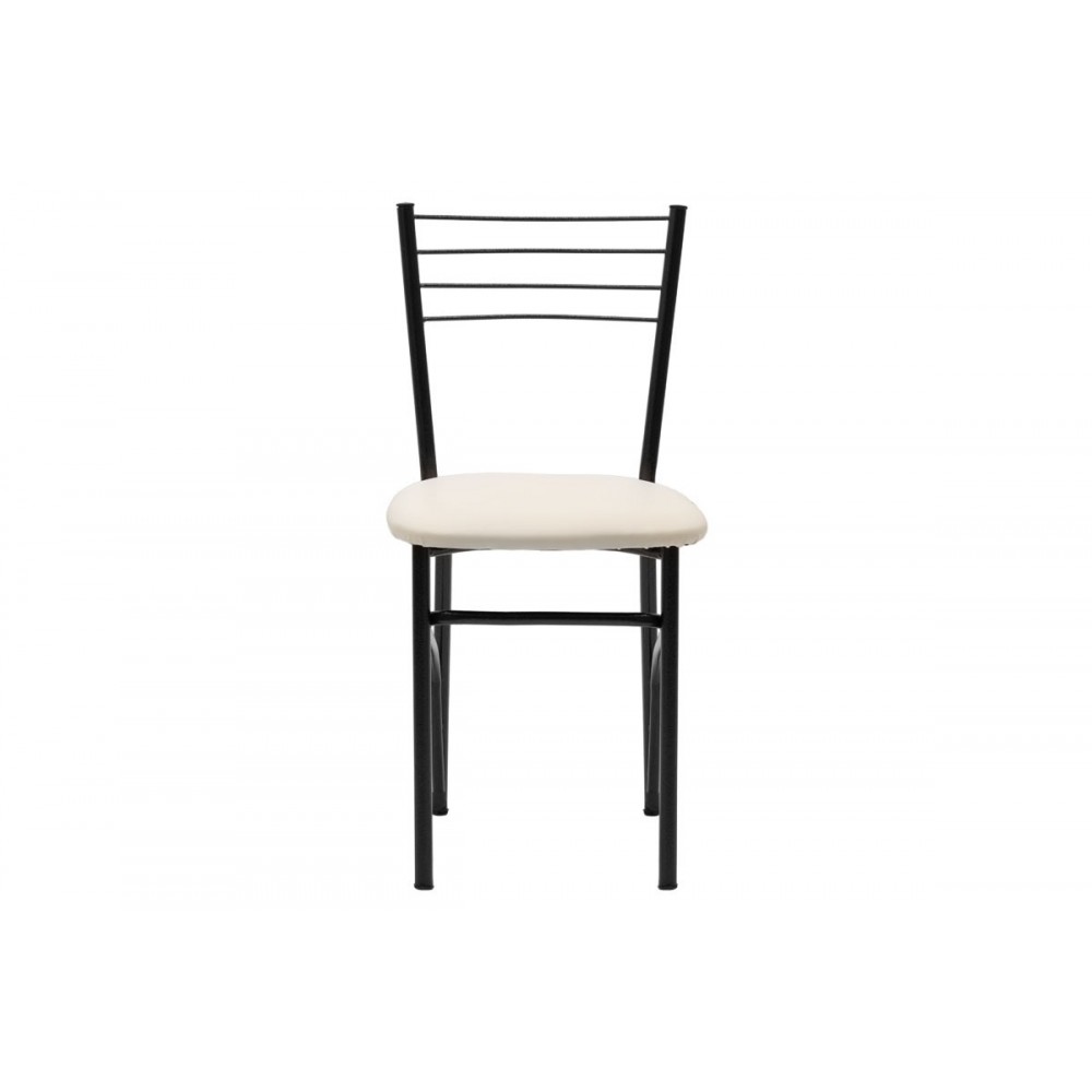 Καρέκλα "ΡΙΓΑ" από μέταλλο/τεχνόδερμα σε μαύρο gloss/εκρού χρώμα 40x36x83