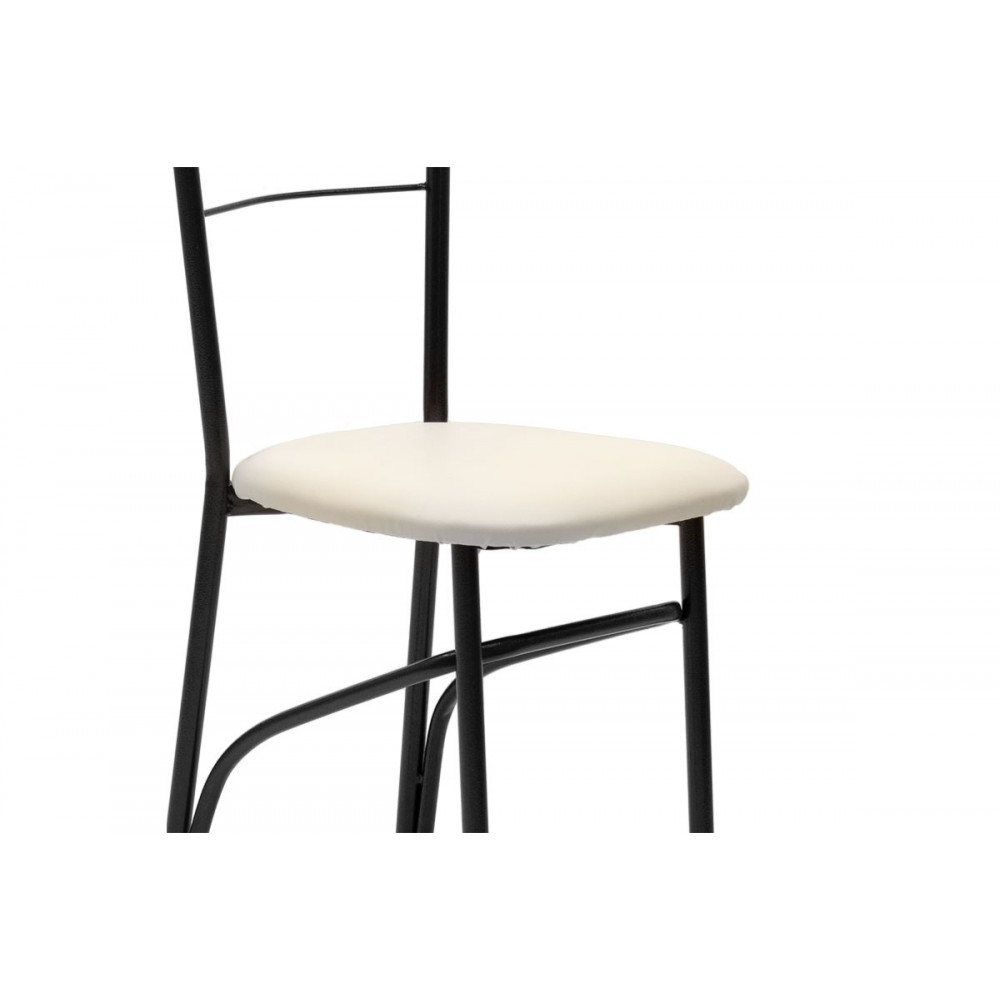 Καρέκλα "ΡΙΓΑ" από μέταλλο/τεχνόδερμα σε μαύρο gloss/εκρού χρώμα 40x36x83
