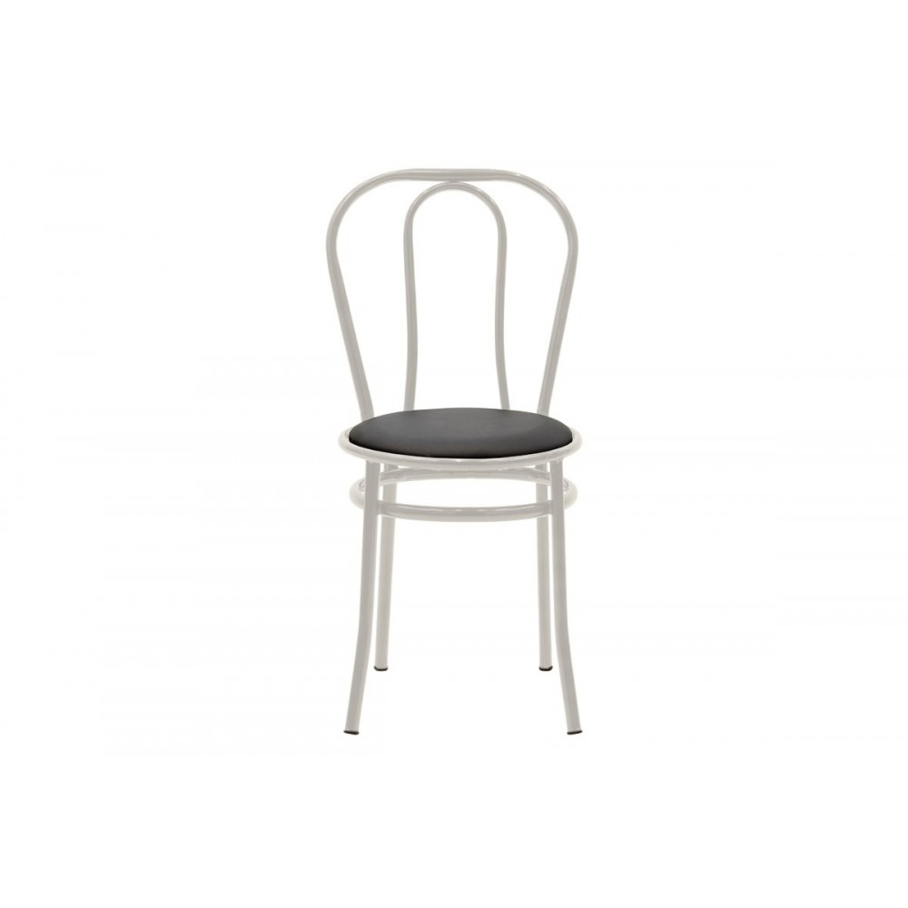 Καρέκλα "WIEN" από μέταλλο/τεχνόδερμα σε εκρού/μαύρο χρώμα 39x85