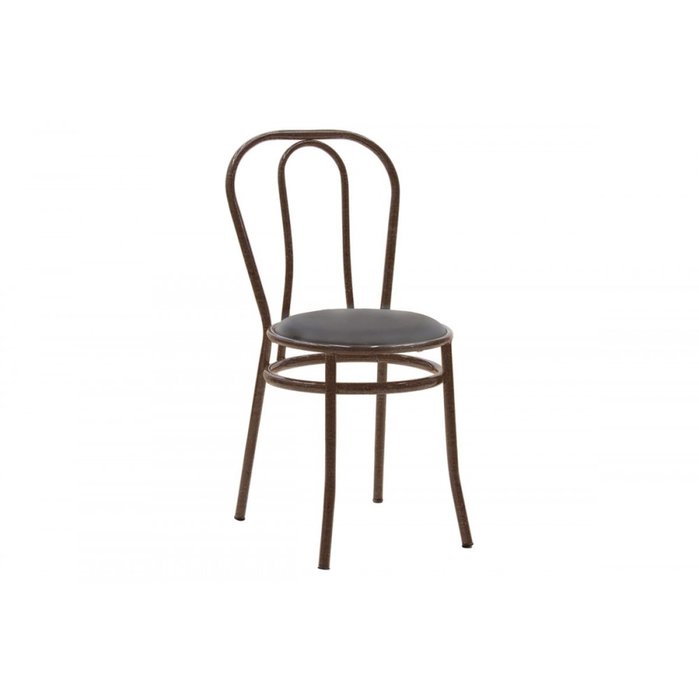 Καρέκλα "WIEN" από μέταλλο/τεχνόδερμα σε καφέ/μαύρο χρώμα 39x85