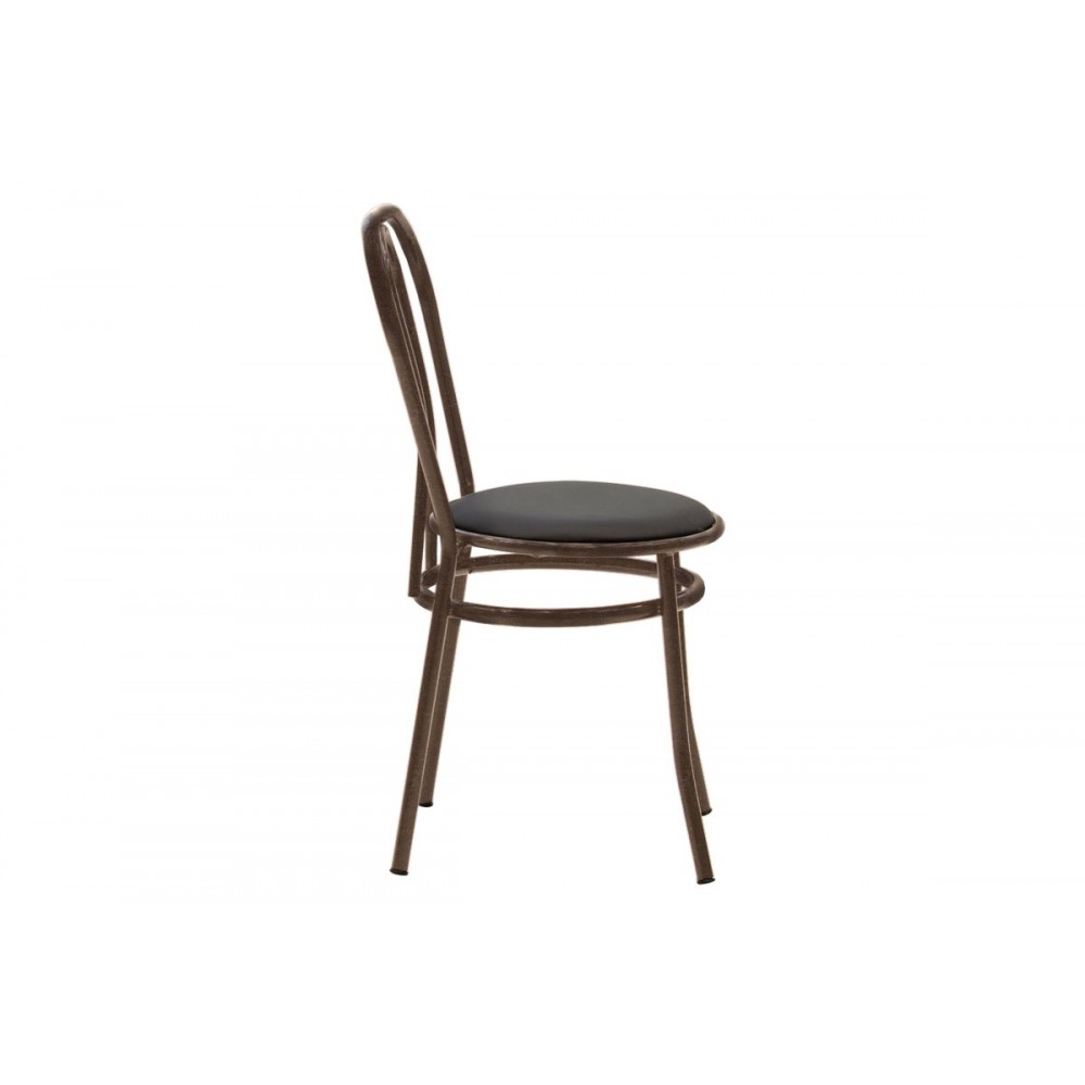 Καρέκλα "WIEN" από μέταλλο/τεχνόδερμα σε καφέ/μαύρο χρώμα 39x85