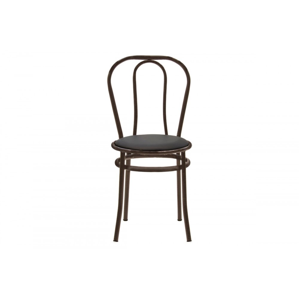 Καρέκλα "WIEN" από μέταλλο/τεχνόδερμα σε καφέ/μαύρο χρώμα 39x85