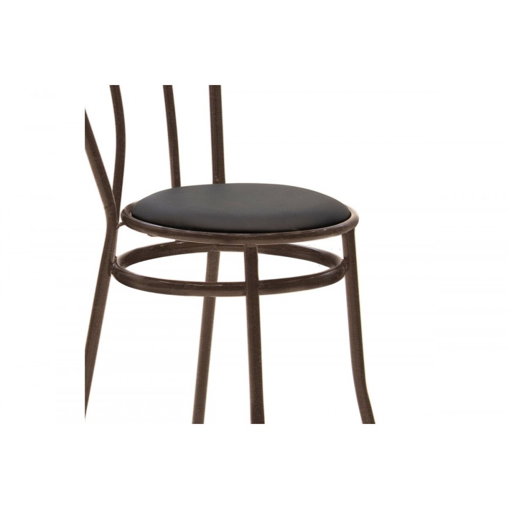 Καρέκλα "WIEN" από μέταλλο/τεχνόδερμα σε καφέ/μαύρο χρώμα 39x85