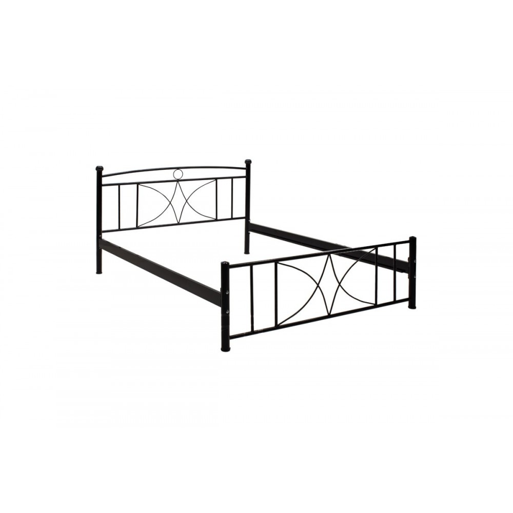Κρεβάτι "ΡΟΜΒΟΣ NEW"  διπλό από μέταλλο σε μαύρο gloss χρώμα 150x200