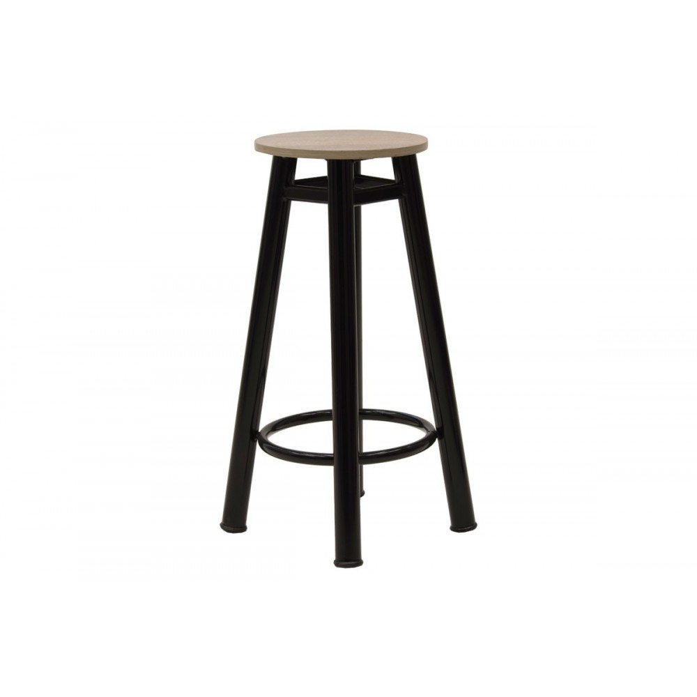 Σκαμπώ μπαρ "REST" από μέταλλο-ξύλο σε καφέ-δρυς χρώμα Φ33x77