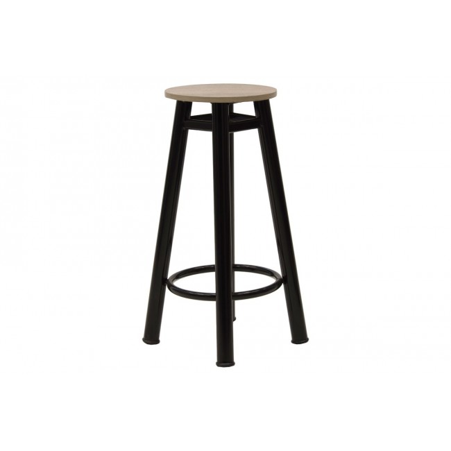 Σκαμπώ μπαρ "REST" από μέταλλο-ξύλο σε καφέ-δρυς χρώμα Φ33x77