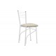 Καρέκλα "ΡΙΓΑ" από μέταλλο/τεχνόδερμα σε λευκό/εκρού χρώμα 40x36x83