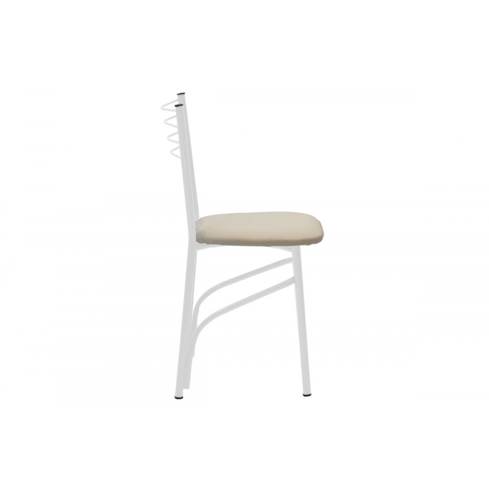 Καρέκλα "ΡΙΓΑ" από μέταλλο/τεχνόδερμα σε λευκό/εκρού χρώμα 40x36x83