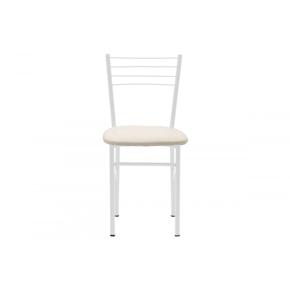 Καρέκλα "ΡΙΓΑ" από μέταλλο/τεχνόδερμα σε λευκό/εκρού χρώμα 40x36x83
