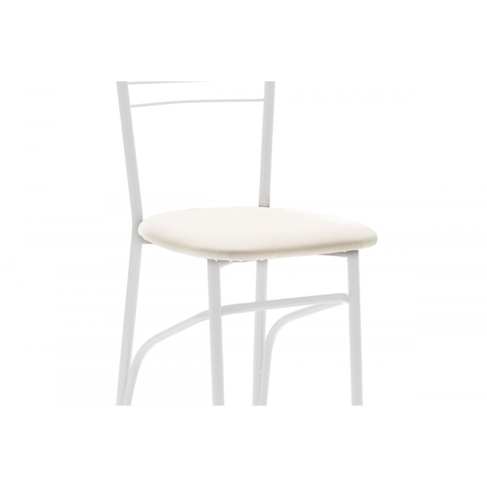 Καρέκλα "ΡΙΓΑ" από μέταλλο/τεχνόδερμα σε λευκό/εκρού χρώμα 40x36x83
