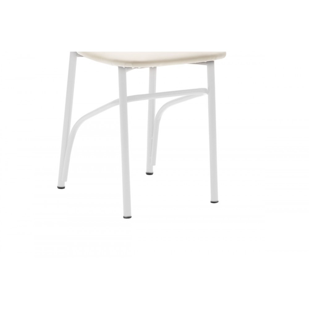 Καρέκλα "ΡΙΓΑ" από μέταλλο/τεχνόδερμα σε λευκό/εκρού χρώμα 40x36x83
