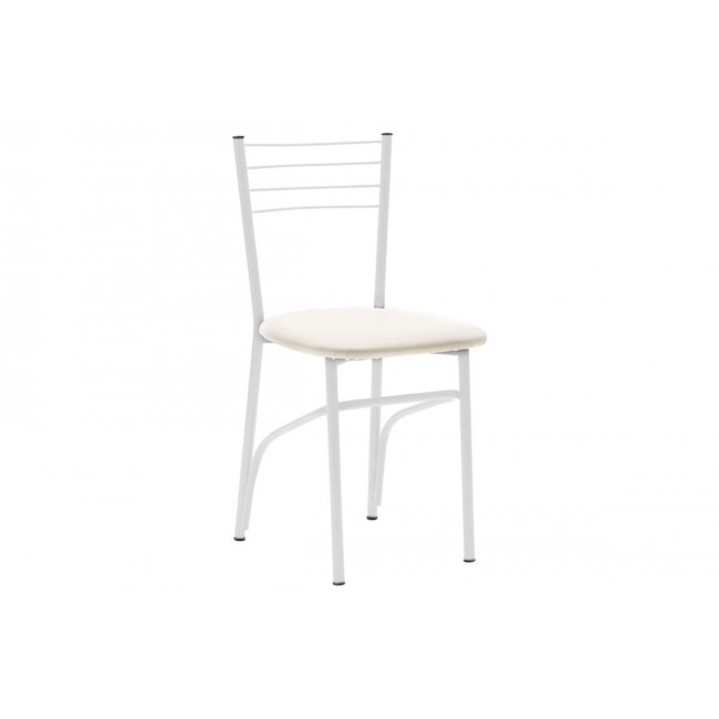 Καρέκλα "ΡΙΓΑ" από μέταλλο/τεχνόδερμα σε λευκό/εκρού χρώμα 40x43x80