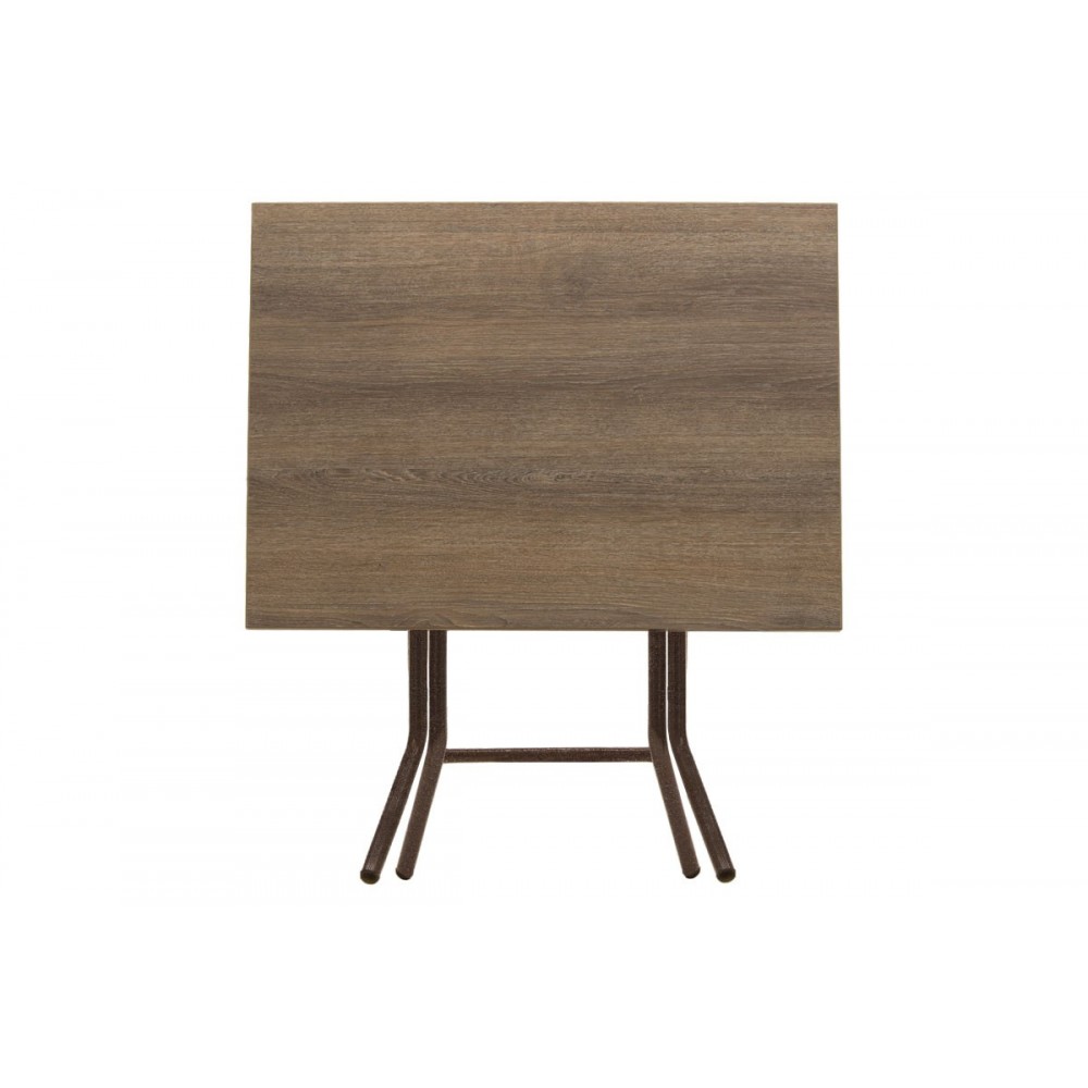 Τραπέζι πτυσσόμενο "CLACK" από μέταλλο σε σταχτύ-καφέ σφυρήλατο χρώμα 80x60x70