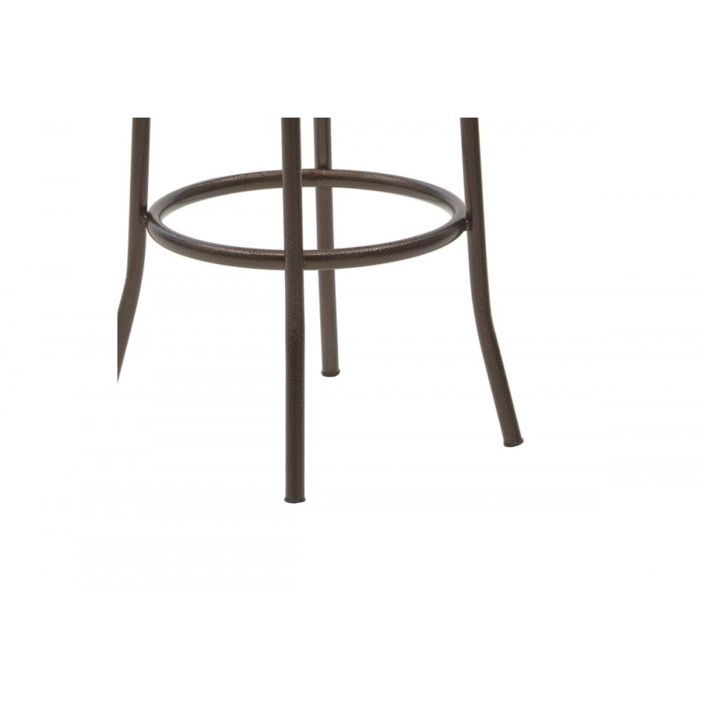 Σκαμπώ μπαρ "WIEN" από μέταλλο/rattan σε καφέ σφυρήλατο/εκρού χρώμα Φ36x79