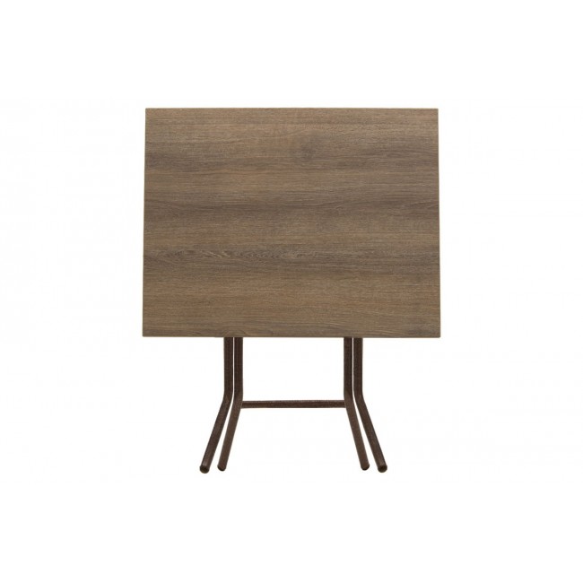 Τραπέζι πτυσσόμενο "CLACK" από μέταλλο σε σταχτύ-καφέ σφυρήλατο χρώμα 70x50x70