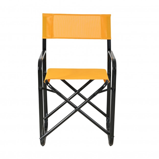 Πολυθρόνα σκηνοθέτη από μέταλλο/διάτρητο ύφασμα σε χρώμα μαύρο/πορτοκαλί 47x40x83