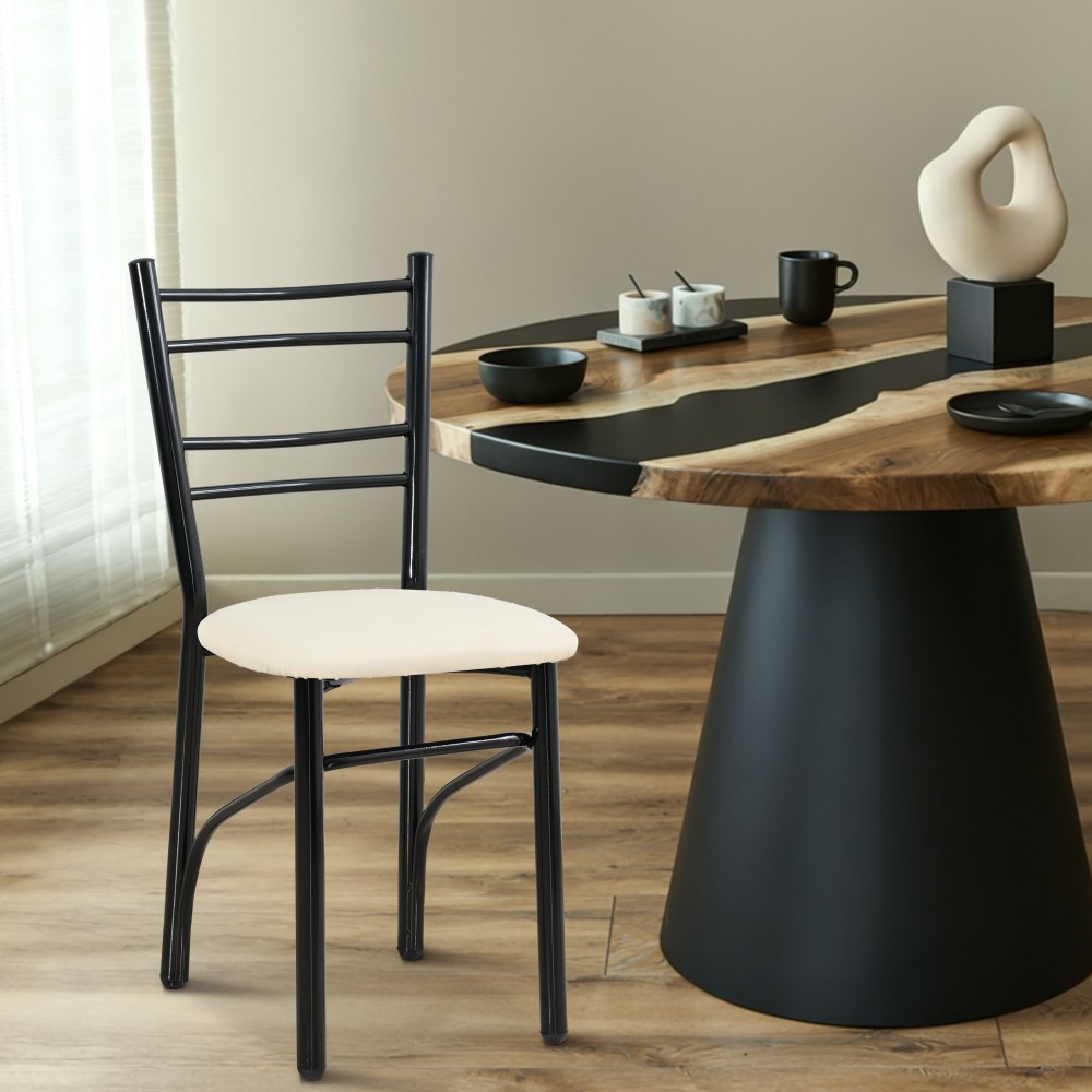 Καρέκλα από μέταλλο/PU σε χρώμα μαύρο/λευκό 37x40x87