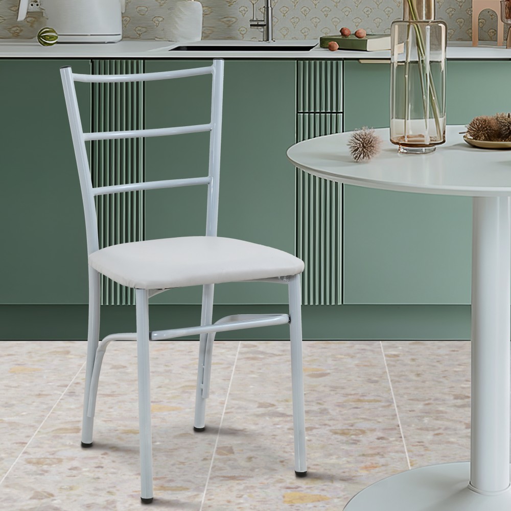 Καρέκλα από μέταλλο/PU σε χρώμα λευκό 40x36x86