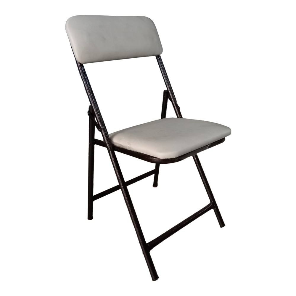 Καρέκλα πτυσσόμενη από μέταλλο/PU σε χρώμα καφέ/λευκό 37x36x82