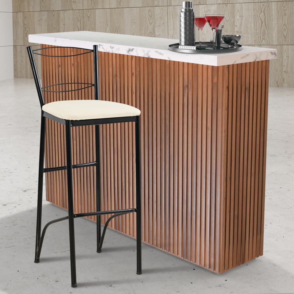 Σκαμπό μπαρ από μέταλλο/PU σε χρώμα μαύρο/λευκό 36x41x107