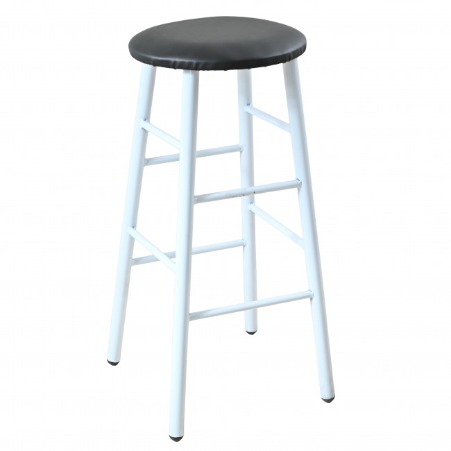 Σκαμπό μπαρ από μέταλλο/PU σε  χρώμα λευκό/μαύρο Φ36x79