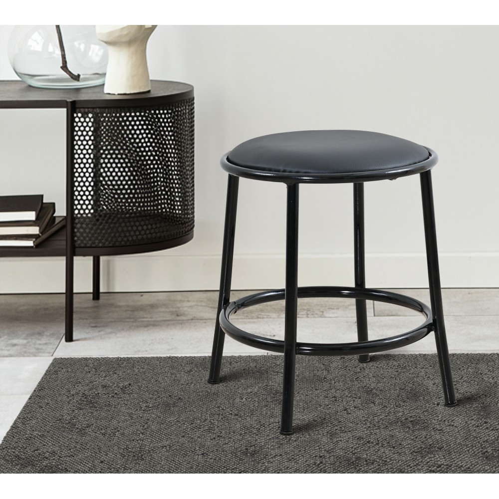 Σκαμπό από μέταλλο/PU σε χρώμα μαύρο Φ40x45