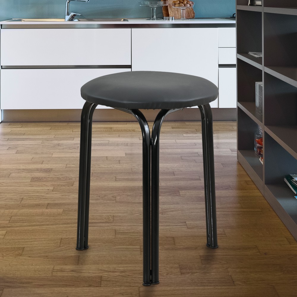 Σκαμπό από μέταλλο/PU σε χρώμα μαύρο Φ36x47