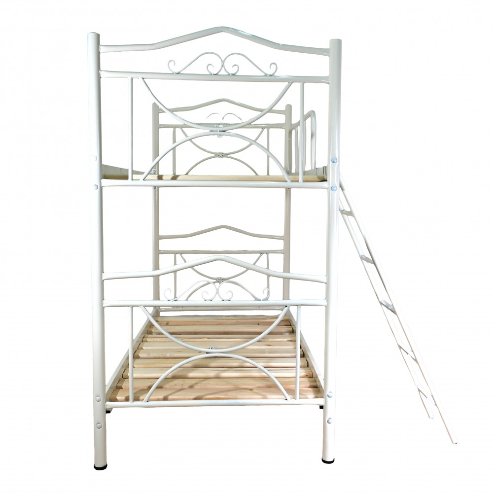 Κρεβάτι-κουκέτα από μέταλλο σε χρώμα λευκό 90x190