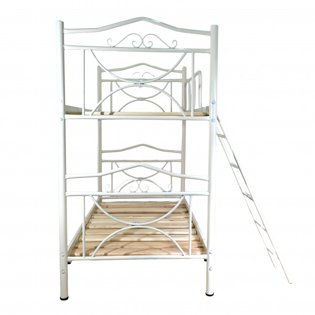 Κρεβάτι-κουκέτα από μέταλλο σε χρώμα λευκό 90x190