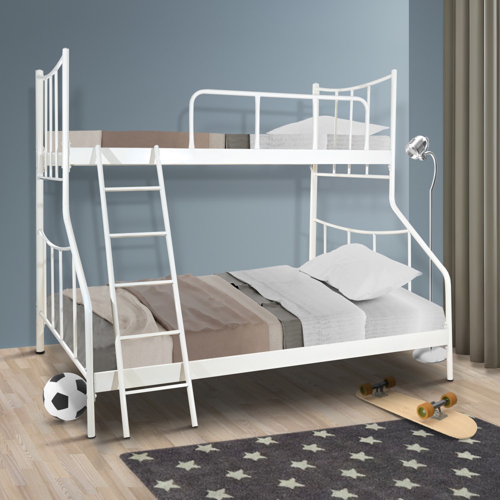 Κρεβάτι-κουκέτα από μέταλλο σε χρώμα λευκό 150x190