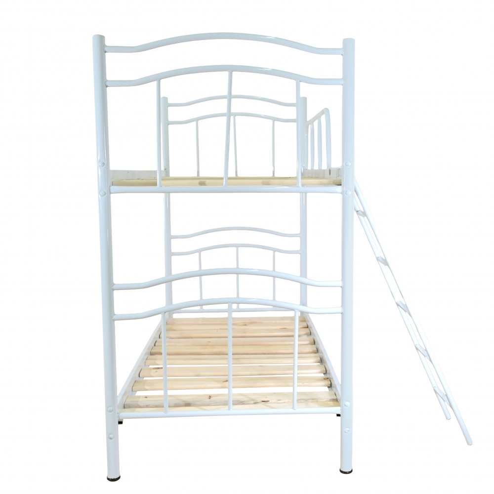 Κρεβάτι-κουκέτα από μέταλλο σε χρώμα λευκό 90x190