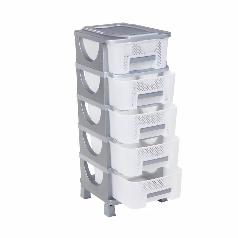 Συρταριέρα αποθήκευσης "OYMA" από πλαστικό σε χρώμα λευκό/γκρι 38x42x95