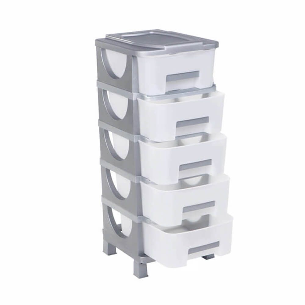 Συρταριέρα αποθήκευσης "OYMA" από πλαστικό σε χρώμα λευκό/γκρι 38x42x95