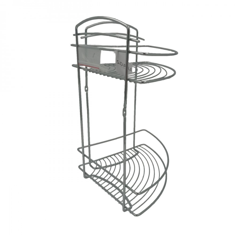 Ραφιέρα μπάνιου γωνιακή με 2 ράφια μεταλλική 25x34x36