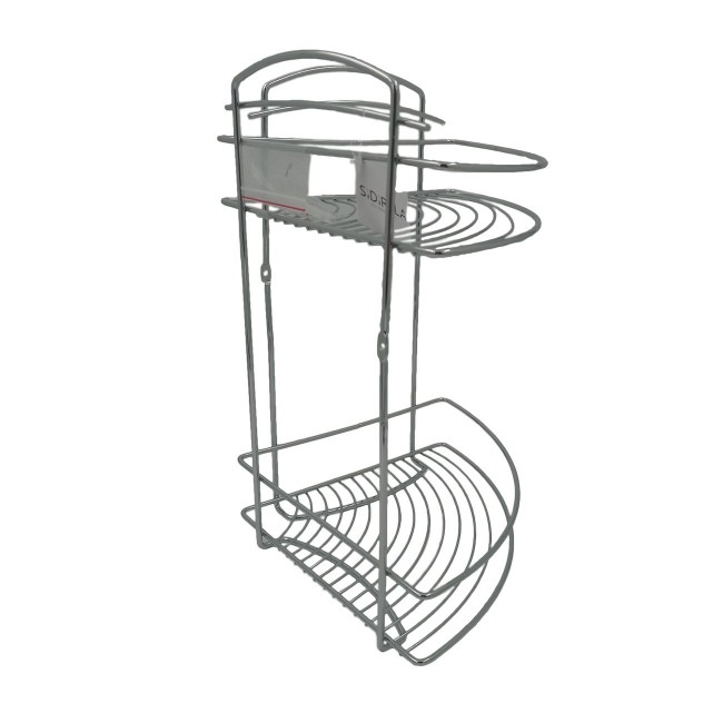 Ραφιέρα μπάνιου γωνιακή με 2 ράφια μεταλλική 25x34x36