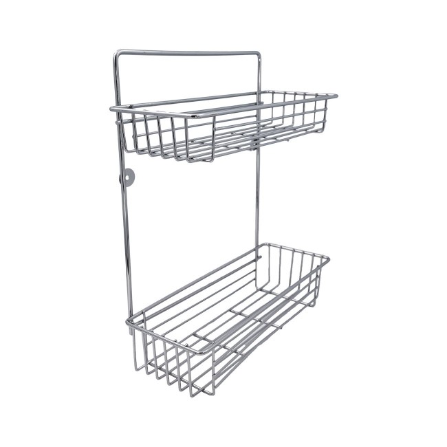 Ραφιέρα μπάνιου με 2 ράφια μεταλλική σε ασημί χρώμα 38x13x38