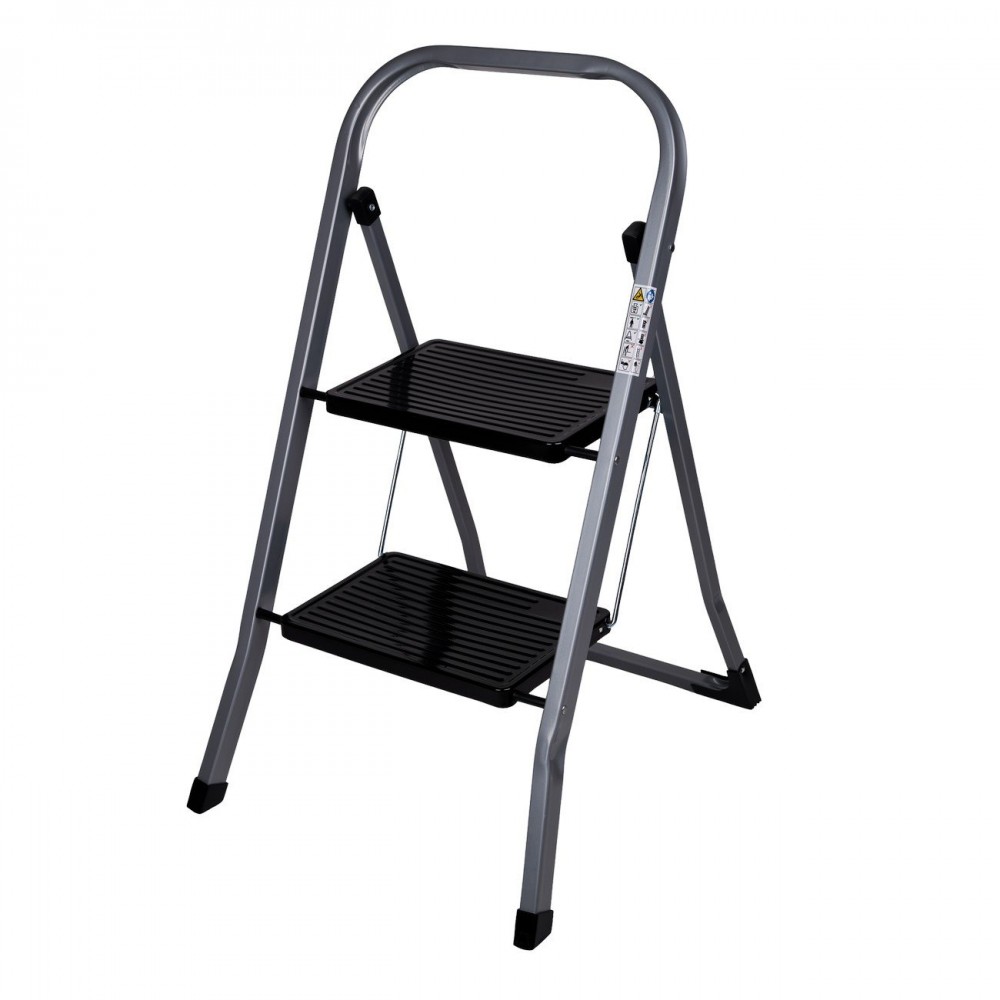 Σκαλοκάθισμα μεταλλικό σε λευκό-μαύρο χρώμα με 2 σκαλιά