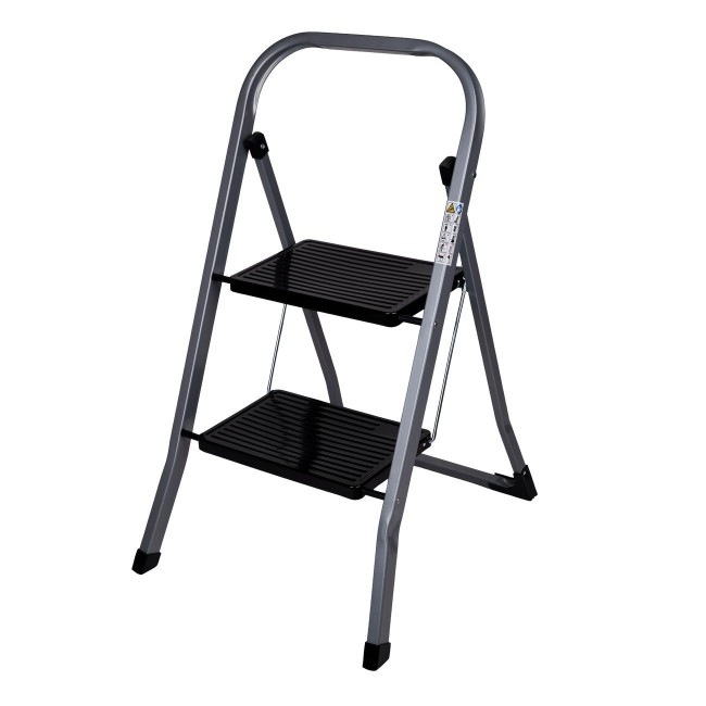 Σκαλοκάθισμα μεταλλικό σε λευκό-μαύρο χρώμα με 2 σκαλιά