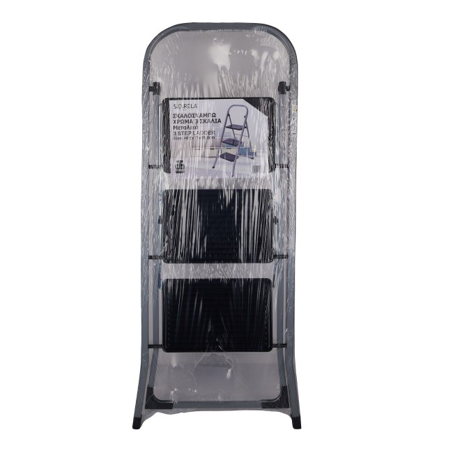 Σκαλοκάθισμα μεταλλικό σε λευκό-μαύρο χρώμα με 3 σκαλιά