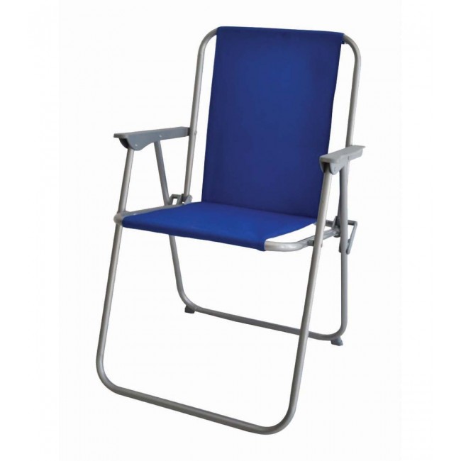 Πολυθρόνα εξοχής μεταλλική πτυσσόμενη σε μπλε χρώμα