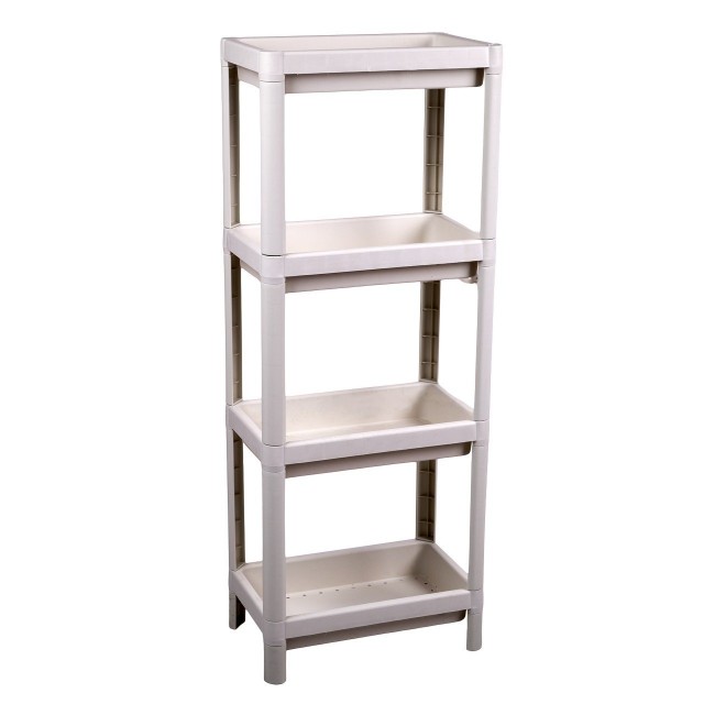 Ραφιέρα "BIANCO" με τέσσερα ράφια από πλαστικό σε λευκό χρώμα 35x23x100