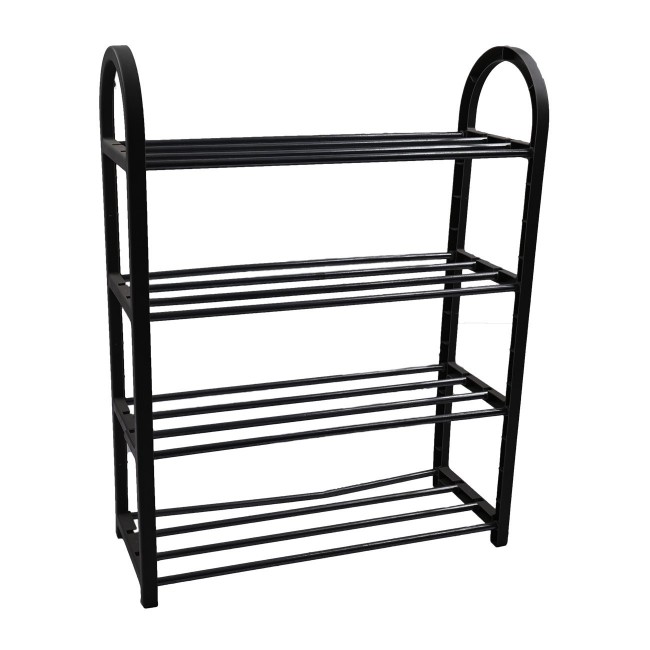 Παπουτσοθήκη από πλαστικό τεσσάρων θέσεων σε ασημί χρώμα 50x19x65