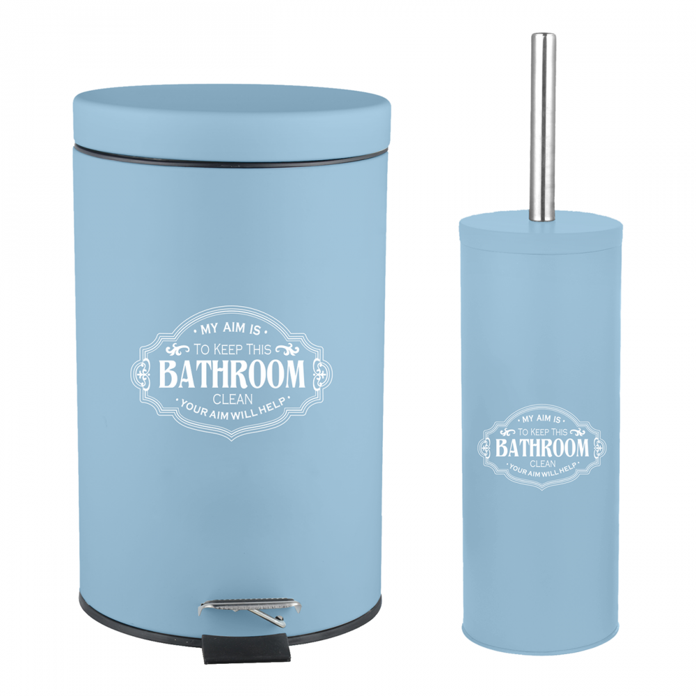 Σετ πιγκάλ-κάδος "HOME" 7 λίτρων από μέταλλο σε γαλάζιο χρώμα