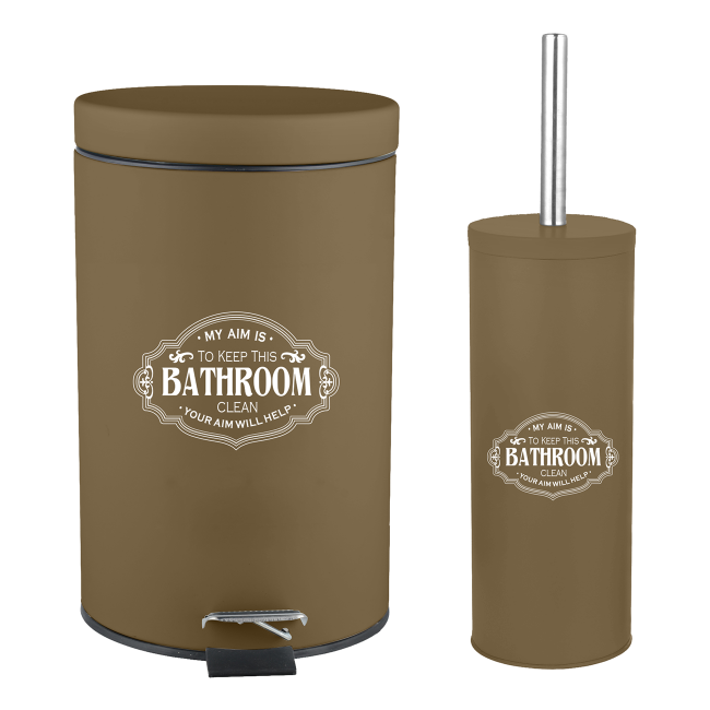 Σετ πιγκάλ-κάδος "HOME" 7 λίτρων από μέταλλο σε καφέ χρώμα