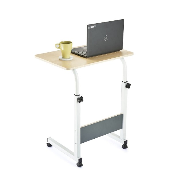 Τραπέζι γραφείο "LAPTOP" από μέταλλο σε χρώμα λευκό/φυσικό 60x40x65-89