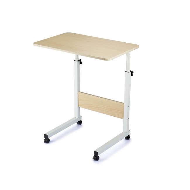 Τραπέζι γραφείο "LAPTOP" από μέταλλο σε χρώμα λευκό/φυσικό 60x40x65-89