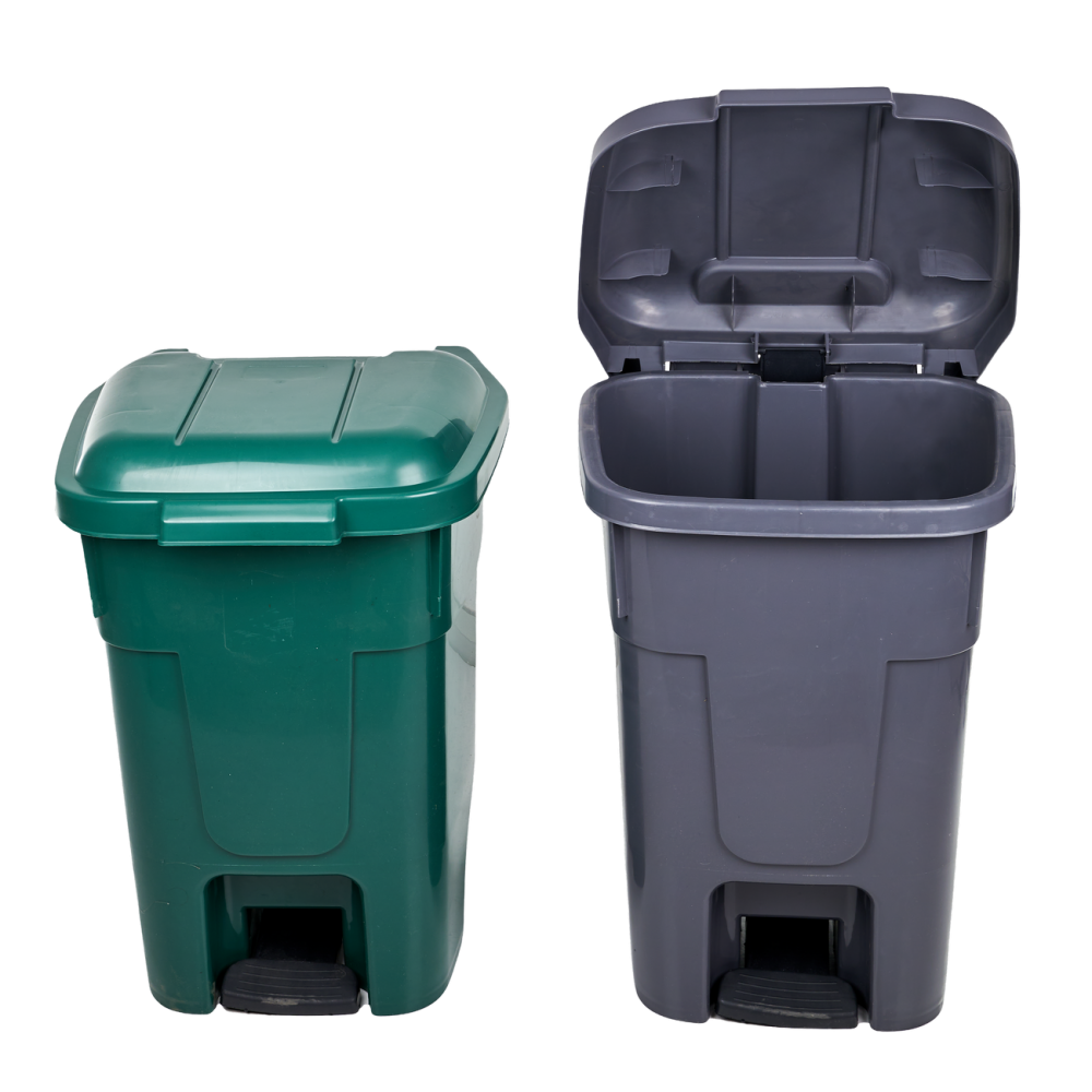 Κάδος σκουπιδιών από πλαστικό σε γκρι χρώμα 60 λίτρα