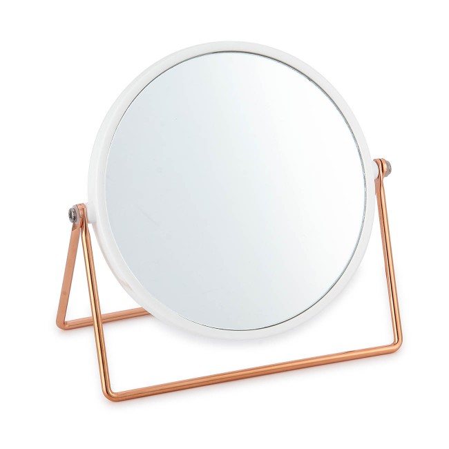 Καθρέφτης μπάνιου "CHIC" από μέταλλο/γυαλί σε χρώμα ροζ χρυσό/λευκό