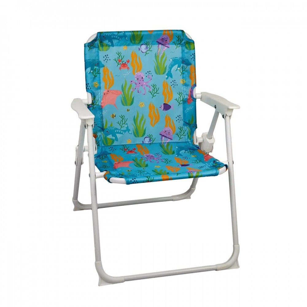 Καρέκλα camping παιδική από μέταλλο/ύφασμα σε λευκό/πολύχρωμο χρώμα