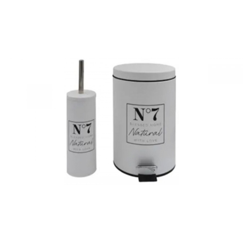 Σετ πιγκάλ-κάδος "HOME" 7 λίτρων από μέταλλο σε λευκό χρώμα